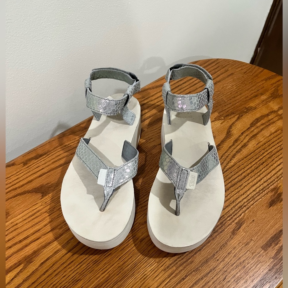 Silver Snakeskin Teva Flatform Sandals